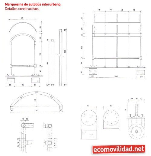 Plano para construir tu propia marquesina de autobús. Fuente: Manual de imagen Corporativa del CRTM