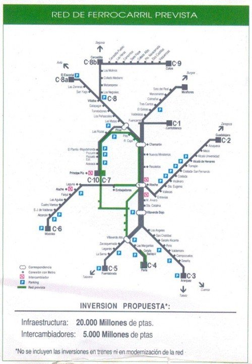 Plano publicado en 1987 con las actuaciones previstas en el plan de 1982