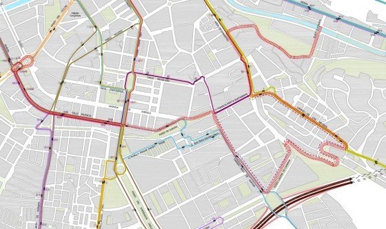 Propuesta del trazado de la nueva línea (Pincha para verla en PDF vía movilidadgranada.com)