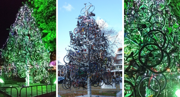 Árbol de Navidad de bicicletas en Rotorua, Nueva Zelanda