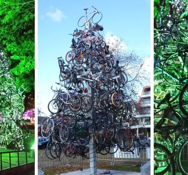 Árbol de Navidad de bicicletas en Rotorua, Nueva Zelanda